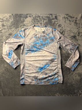 Realtree Gray and Blue Long-Sleeve Performance Shirt
